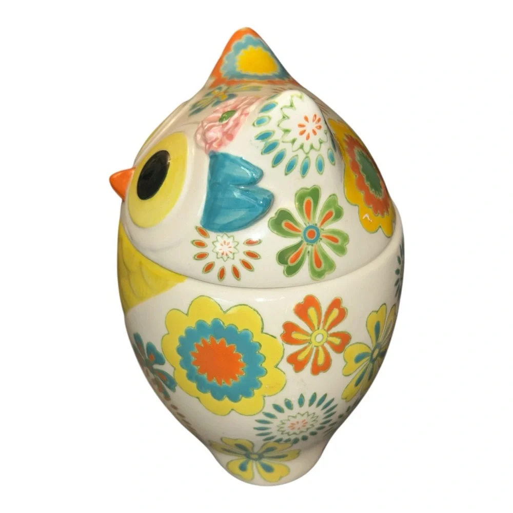 Pier 1 Imports‎ Hand Painted Owl Cookie Jar 9.5” Stoneware Retired